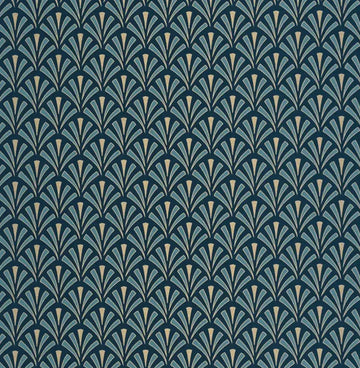 Closeup of a wallpaper showing its Art-Deco, Contemporary pattern, color, and subtle texture.