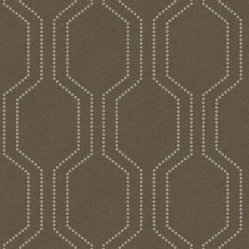 Closeup of a wallpaper showing its Brown, Contemporary, Geometric, Trellis, Unicolour pattern, color, and subtle texture.