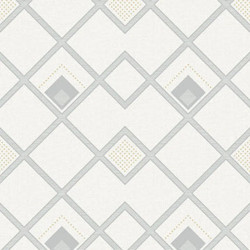 Closeup of a wallpaper showing its Contemporary, Geometric, Monochrome, White pattern, color, and subtle texture.