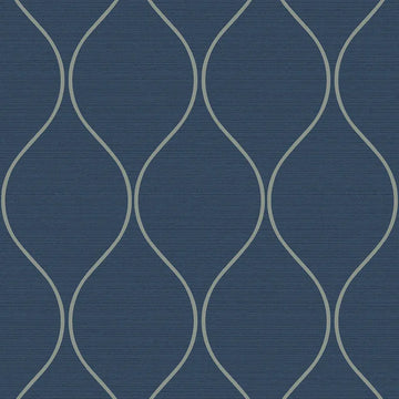 Closeup of a wallpaper showing its Blue, Contemporary, Trellis, Unicolour pattern, color, and subtle texture.