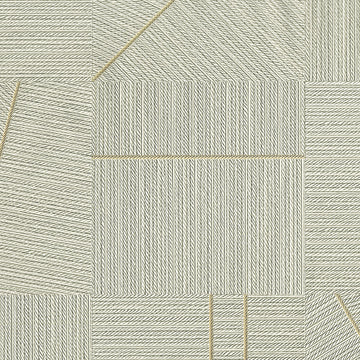 Geometric patterned wallpaper with a herringbone design in neutral tones.