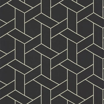 Closeup of a wallpaper showing its Art-Deco, Contemporary, Dramatic, Geometric, Monochrome pattern, color, and subtle texture.