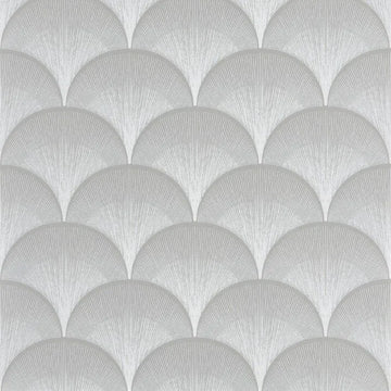 Closeup of a wallpaper showing its Art-Deco, Contemporary, Monochrome, Neutrals, Two-tone pattern, color, and subtle texture.