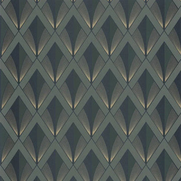 Closeup of a wallpaper showing its Art-Deco, Contemporary, Dramatic, Geometric, Two-tone pattern, color, and subtle texture.