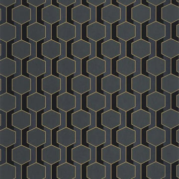 Closeup of a wallpaper showing its Art-Deco, Contemporary, Dramatic, Geometric, Two-tone pattern, color, and subtle texture.