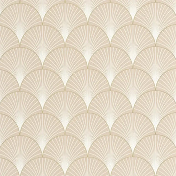 Closeup of a wallpaper showing its Art-Deco, Contemporary, Neutrals, Two-tone pattern, color, and subtle texture.