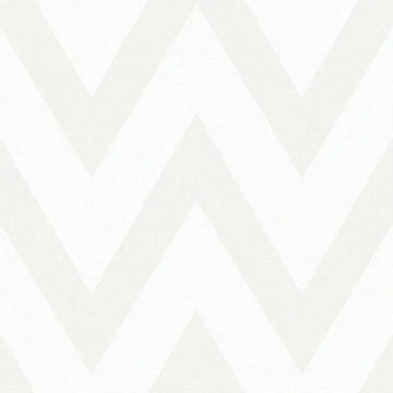 Closeup of a wallpaper showing its Chevron, Monochrome, Neutrals, Paperweave, Two-tone pattern, color, and subtle texture.