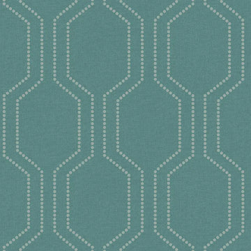 Closeup of a wallpaper showing its Contemporary, Geometric, Green, Trellis, Unicolour pattern, color, and subtle texture.