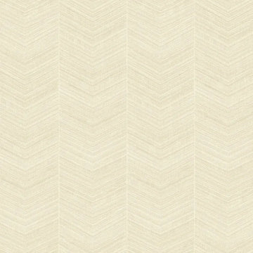 Closeup of a wallpaper showing its Chevron, Cream, Neutrals pattern, color, and subtle texture.