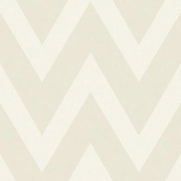 Closeup of a wallpaper showing its Chevron, Cream, Neutrals, Paperweave, Two-tone pattern, color, and subtle texture.
