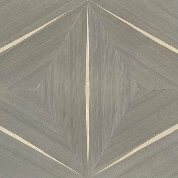 Closeup of a wallpaper showing its Brown, Geometric, Wood-veneer pattern, color, and subtle texture.