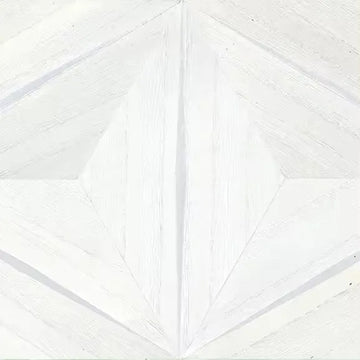 Closeup of a wallpaper showing its Geometric, White, Wood-veneer pattern, color, and subtle texture.