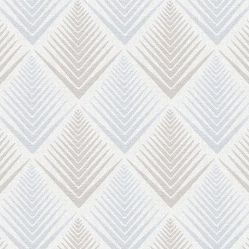 Closeup of a wallpaper showing its Blue, Chevron, Contemporary, Geometric, Neutrals, Two-tone pattern, color, and texture.