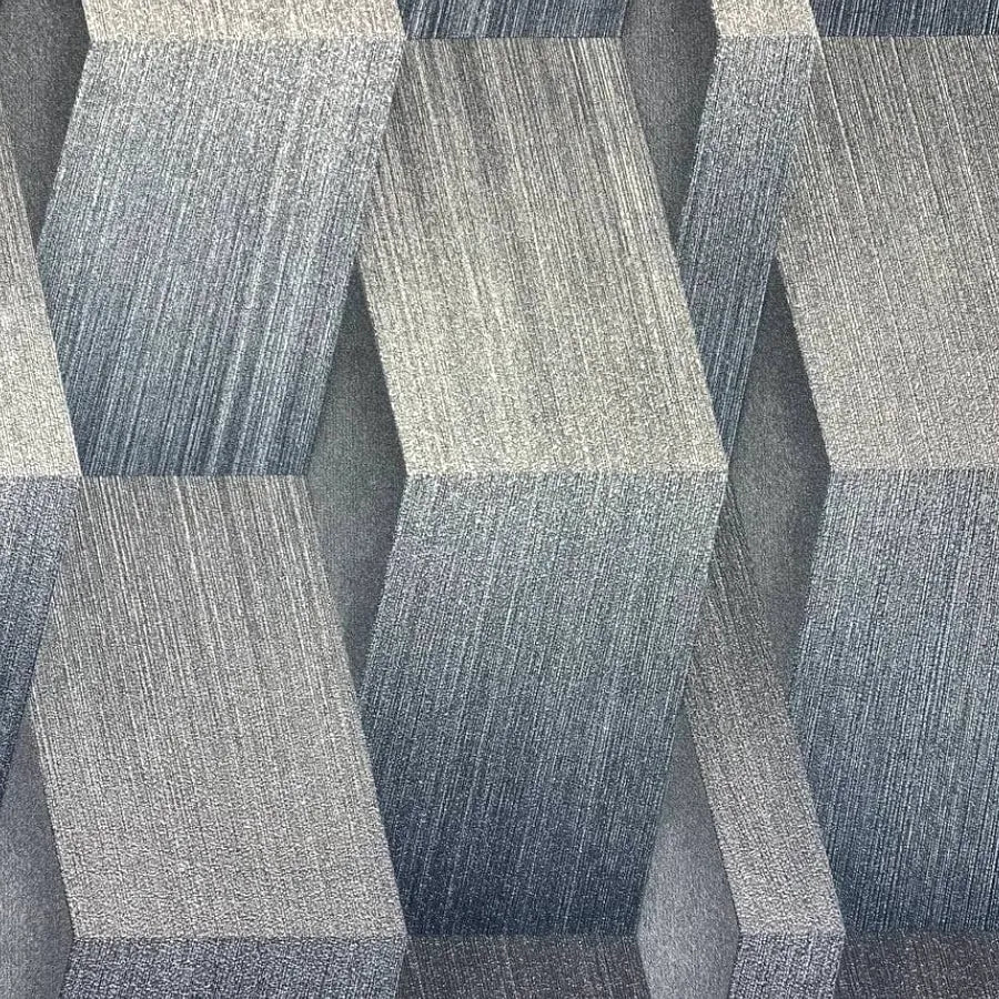 Closeup of a wallpaper showing its Blue, Contemporary, Geometric pattern, color, and subtle texture.