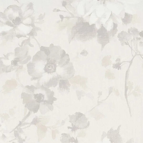 Closeup of a wallpaper showing its Floral, Neutrals pattern, color, and subtle texture.