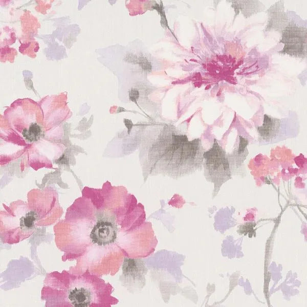 Closeup of a wallpaper showing its Floral, Neutrals, White pattern, color, and subtle texture.