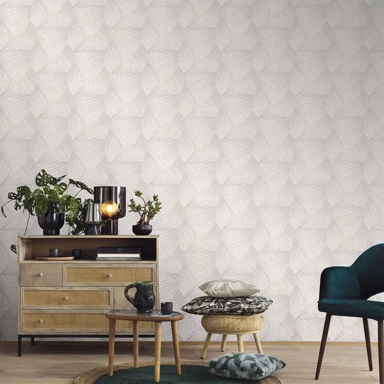 Closeup of a wallpaper showing its Contemporary, Geometric, Neutrals, Two-tone pattern, color, and texture.