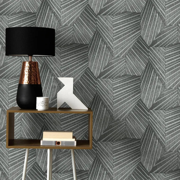 Closeup of a wallpaper showing its Contemporary, Geometric, Monochrome, Two-tone pattern, color, and texture.