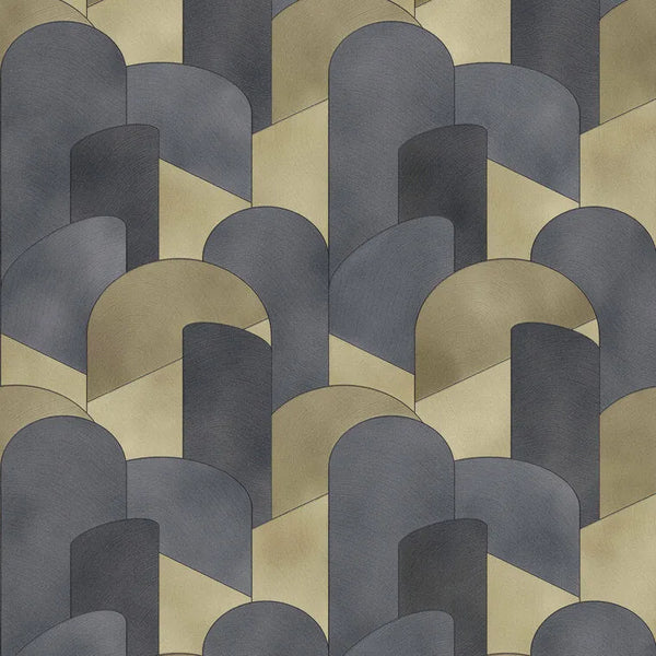 Closeup of a wallpaper showing its Art-Deco, Contemporary, Dramatic, Multicolour pattern, color, and texture.