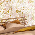 Wallpaper installed in a room showing its full pattern, color