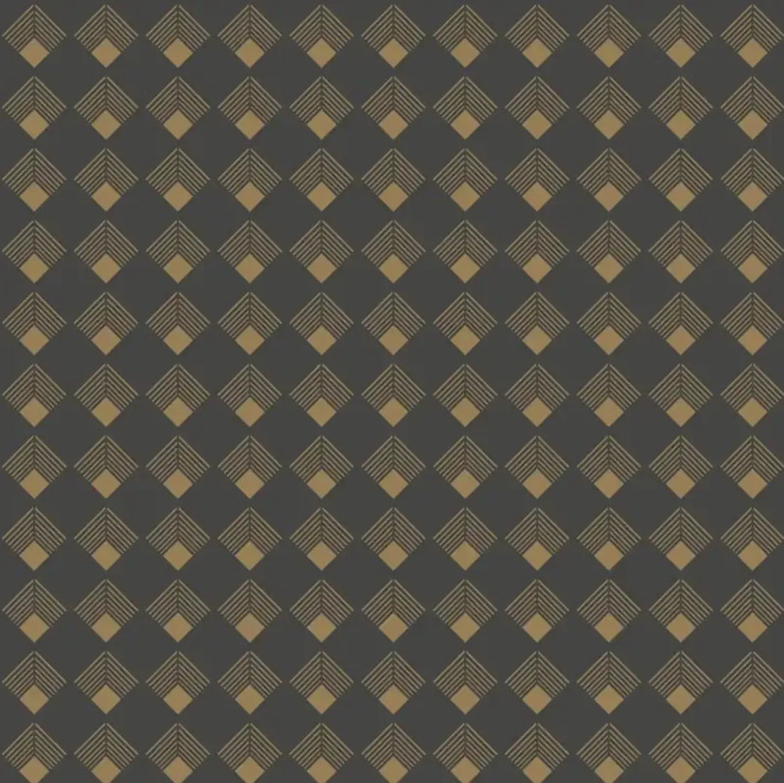 Closeup of a wallpaper showing its Art-Deco, Geometric pattern, color, and subtle texture.