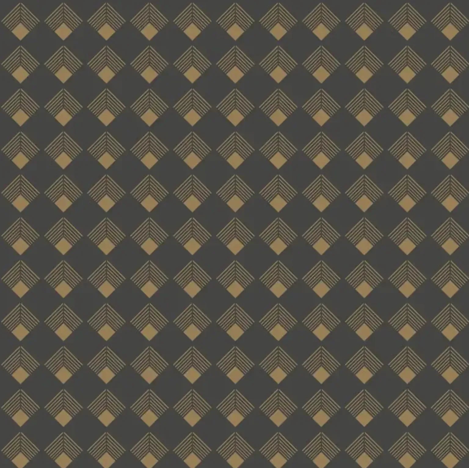 Closeup of a wallpaper showing its Art-Deco, Geometric pattern, color, and subtle texture.