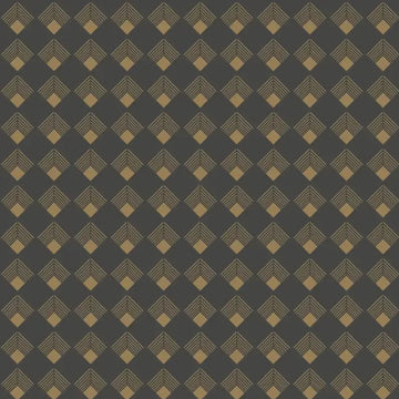 Closeup of a wallpaper showing its Art-Deco, Geometric pattern, color, and subtle texture.