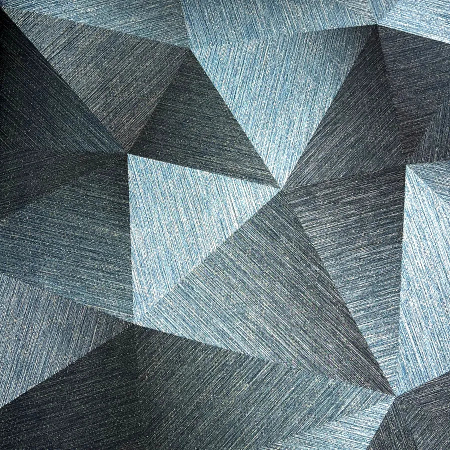 Closeup of a wallpaper showing its Blue, Contemporary, Geometric, Green pattern, color, and subtle texture.