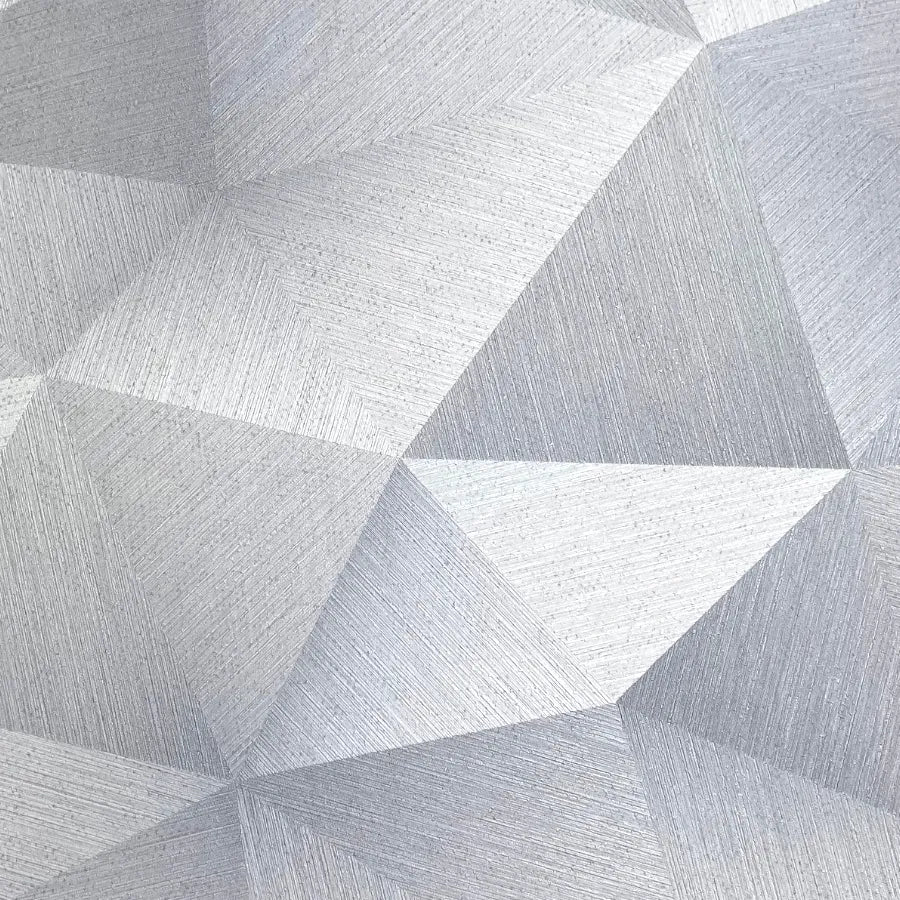 Closeup of a wallpaper showing its Contemporary, Geometric, Grey, Monochrome, Silver pattern, color, and subtle texture.