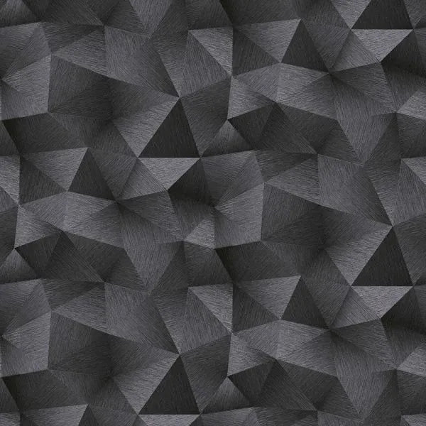 Closeup of a wallpaper showing its Black, Contemporary, Geometric pattern, color, and subtle texture.