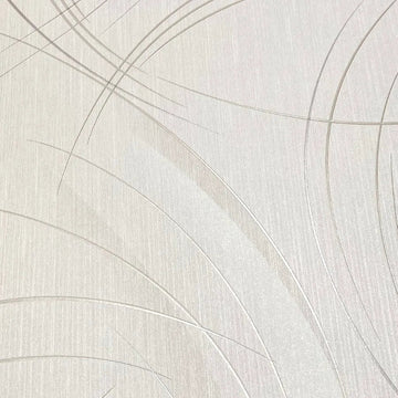Closeup of a wallpaper showing its Contemporary, Cream, Embossed, Neutrals, Textures, Waves pattern, color, and subtle texture.