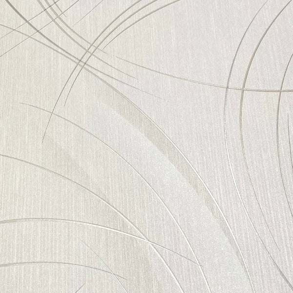 Closeup of a wallpaper showing its Contemporary, Cream, Embossed, Neutrals, Textures, Waves pattern, color, and subtle texture.