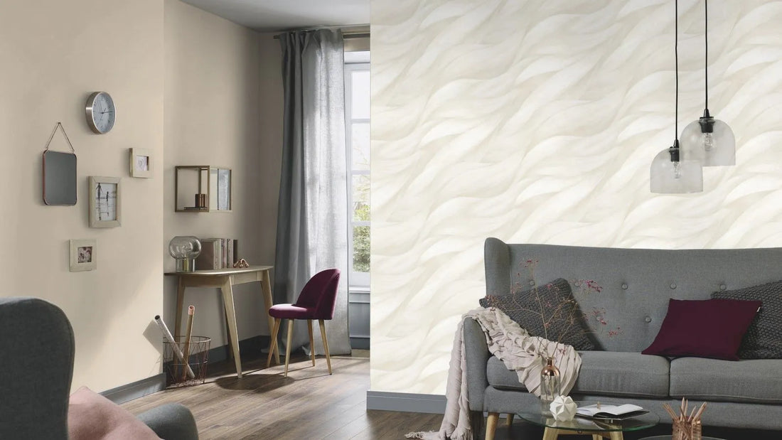 Closeup of a wallpaper showing its Contemporary, Monochrome, Textures, Waves, White pattern, color, and subtle texture.