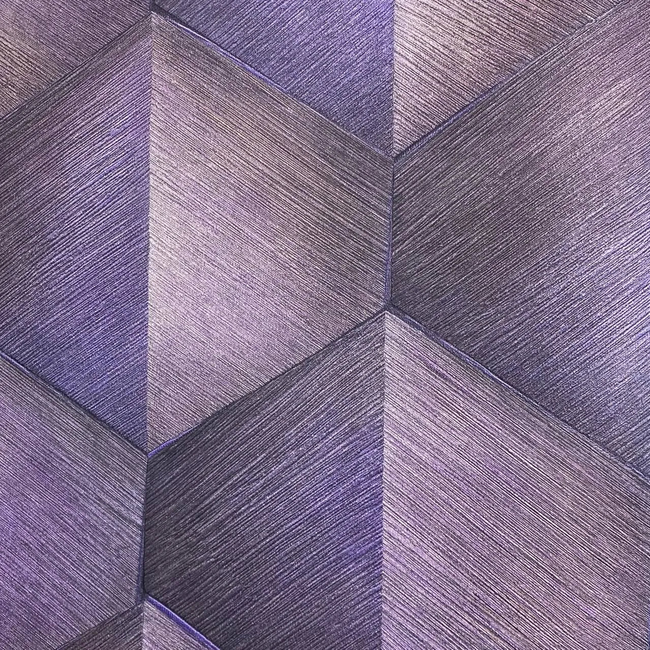 Closeup of a wallpaper showing its Contemporary, Geometric, Purple pattern, color, and subtle texture.