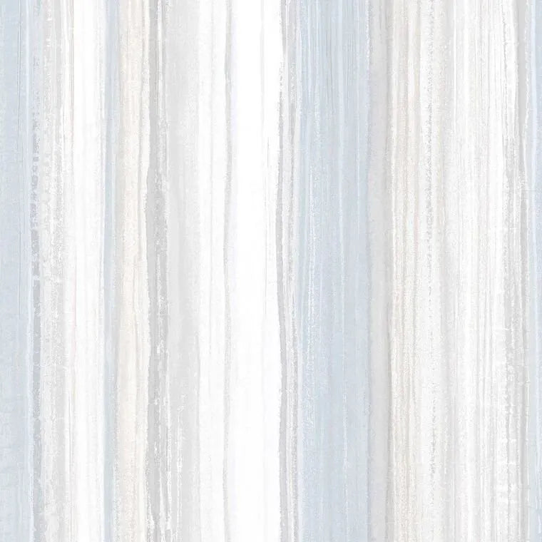 Closeup of a wallpaper showing its Blue, Grey, Stripes, White pattern, color, and subtle texture.