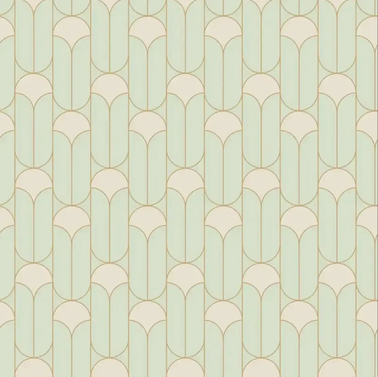 Closeup of a wallpaper showing its Art-Deco, Neutrals, Two-tone pattern, color, and subtle texture.