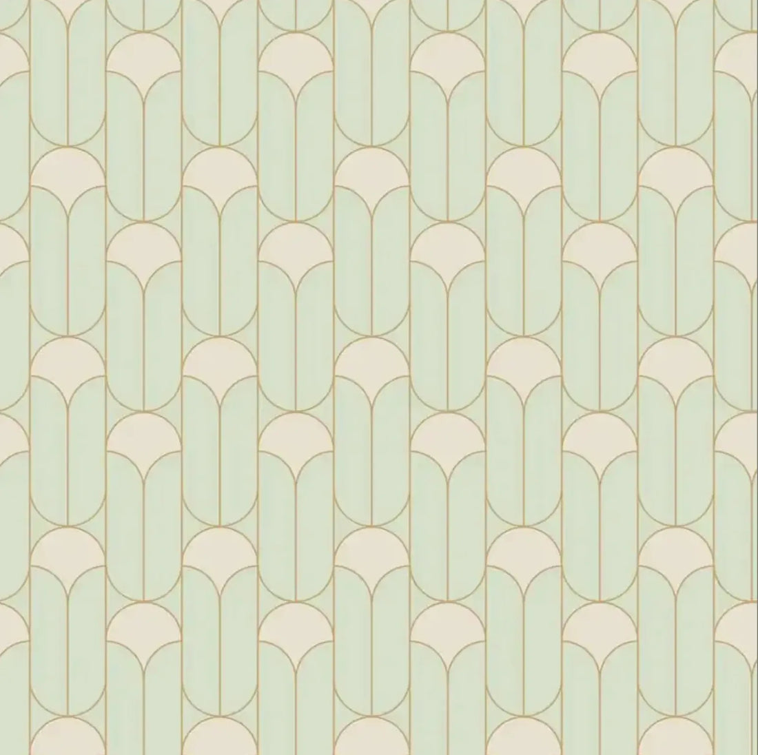 Closeup of a wallpaper showing its Art-Deco, Neutrals, Two-tone pattern, color, and subtle texture.