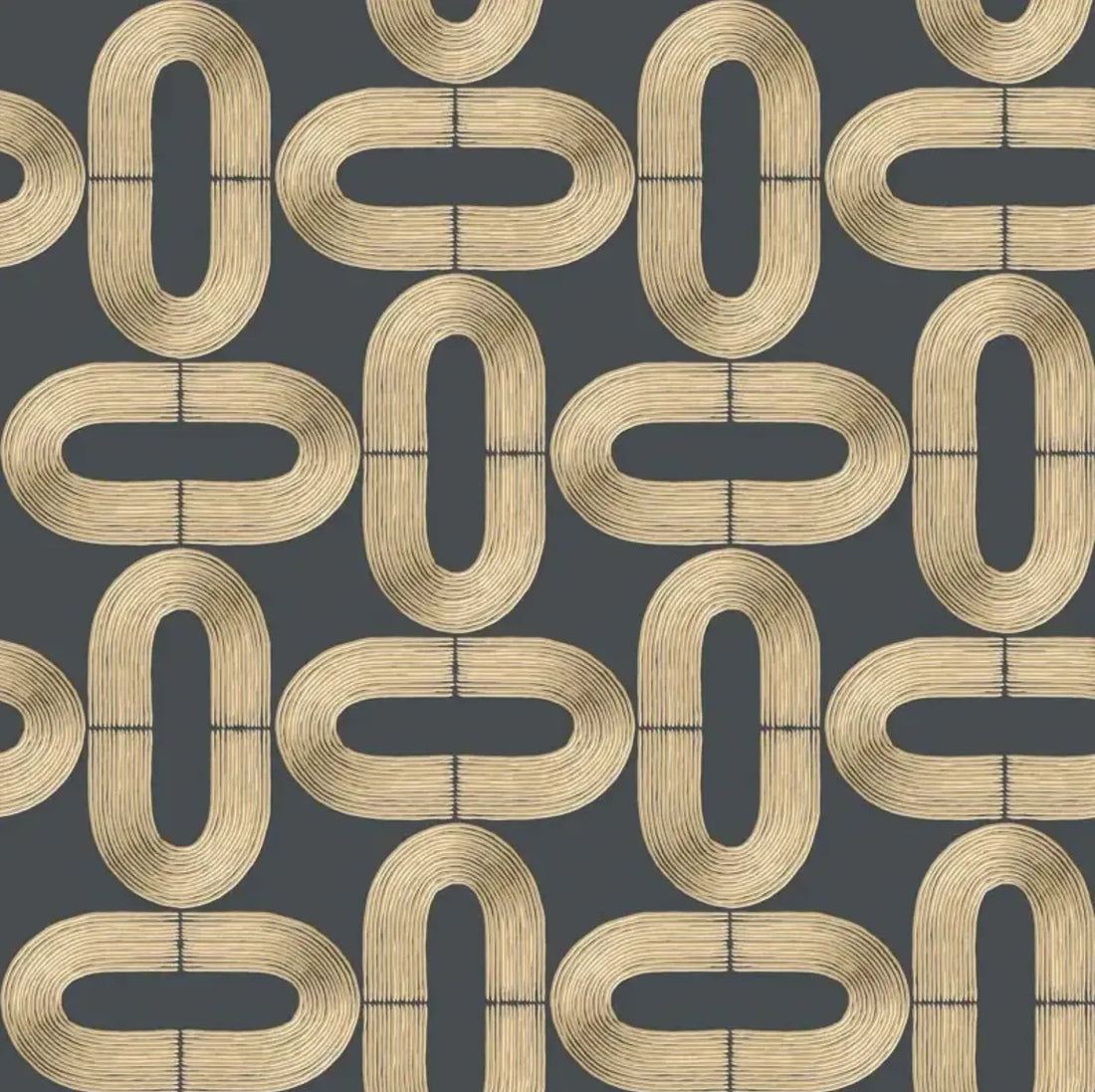 Closeup of a wallpaper showing its Art-Deco, Contemporary, Two-tone pattern, color, and subtle texture.