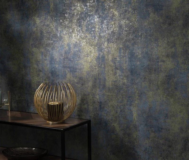 Erismann Elle Decoration 4 deep blue textured wallpaper with layered plaster-like finish