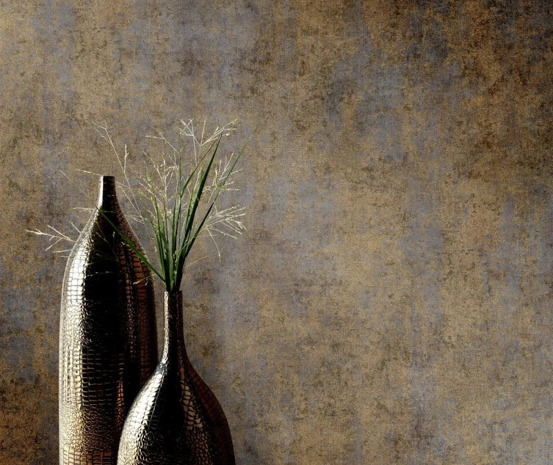 Erismann Elle Decoration 4 warm brown textured wallpaper with subtle blue undertones and plaster-like finish