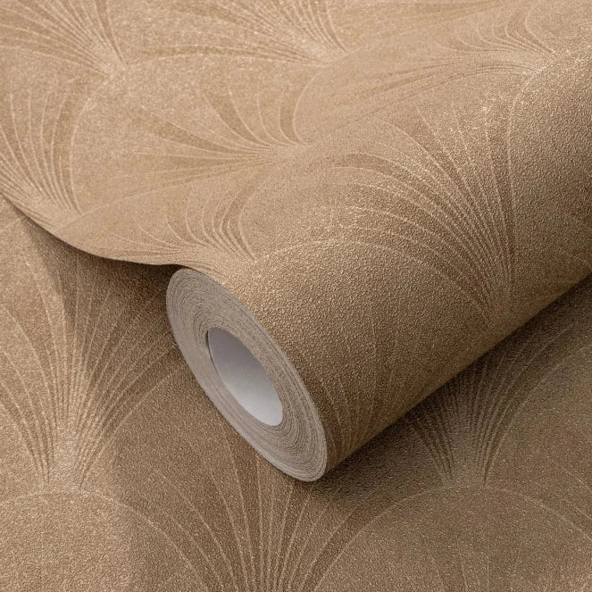 Erismann Elle Decoration subtle Art Deco fan wallpaper in beige and brown tones roll detail