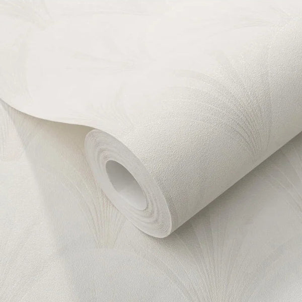 Erismann Elle Decoration light Art Deco fan wallpaper in soft white and beige tones roll detail.