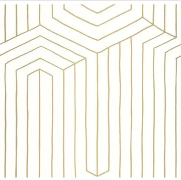 Closeup of a wallpaper showing its Art-Deco, Geometric, Neutrals pattern, color, and subtle texture.