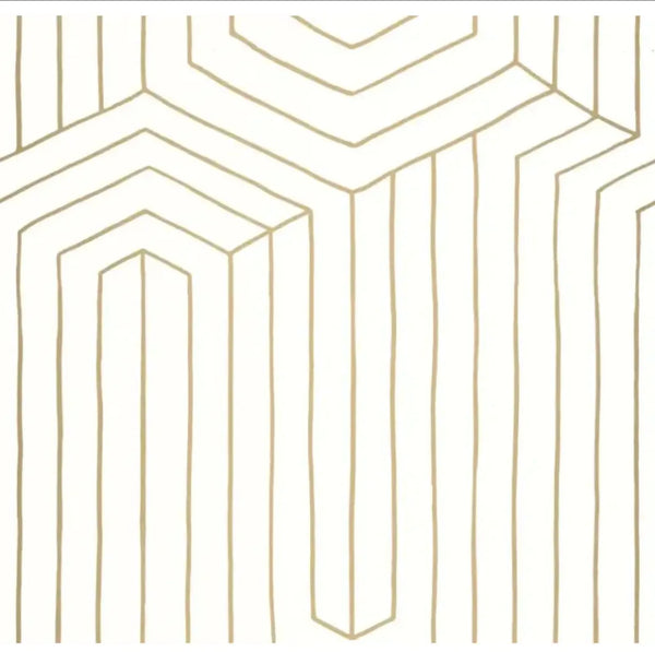 Closeup of a wallpaper showing its Art-Deco, Geometric, Neutrals pattern, color, and subtle texture.
