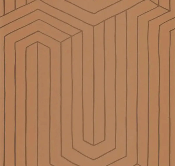 Closeup of a wallpaper showing its Art-Deco, Geometric, Neutrals pattern, color, and subtle texture.