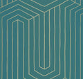 Closeup of a wallpaper showing its Art-Deco, Geometric pattern, color, and subtle texture.