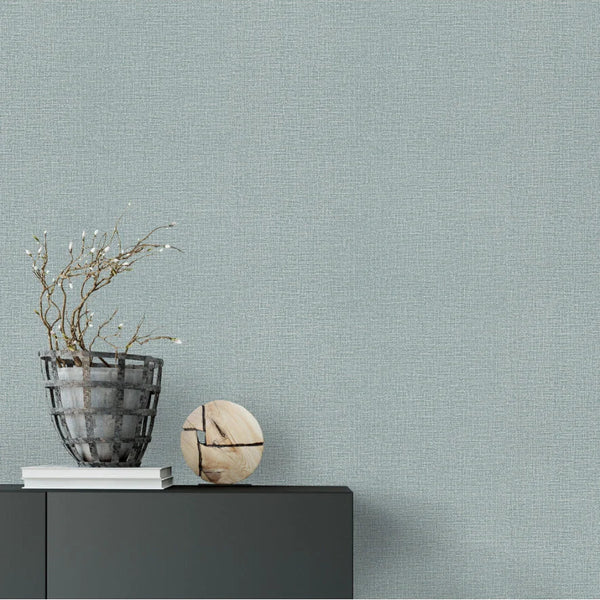 Light blue Erismann textured wallpaper in a minimalist interior