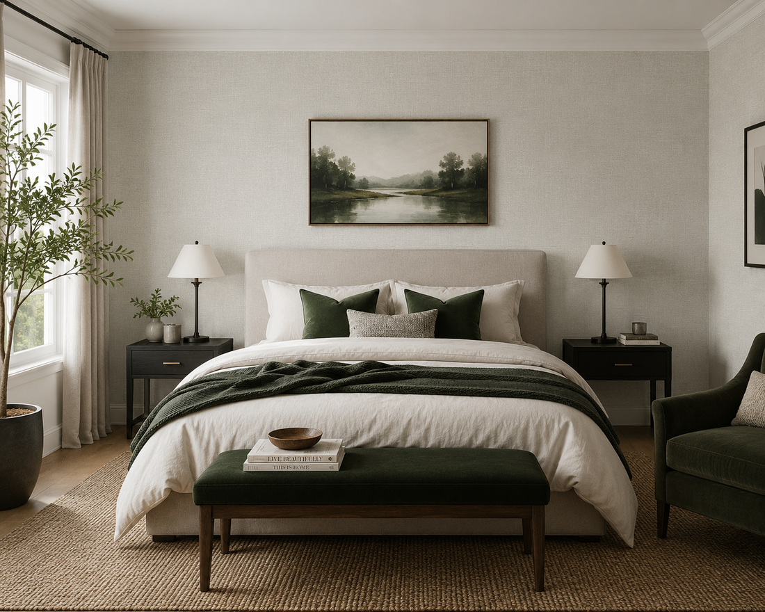 Erismann Opus 10463-24 sage green linen-look non-woven wallpaper.