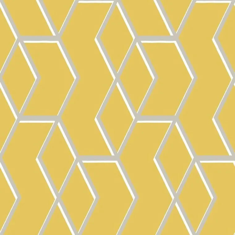 Closeup of a wallpaper showing its Contemporary, Geometric, Gold, Metallic, Pink, Two-tone pattern, color, and subtle texture.