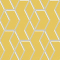 Closeup of a wallpaper showing its Contemporary, Geometric, Gold, Metallic, Pink, Two-tone pattern, color, and subtle texture.